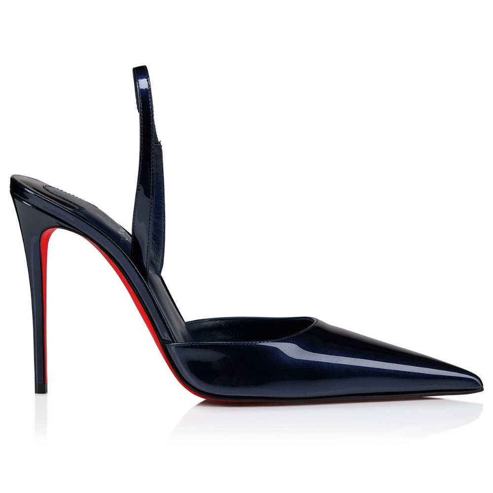 Christian Louboutin Kate Max O Sling 100 Zaffiro Blue Pointed Toe Heel Pump 38.5 - Picture 3 of 16